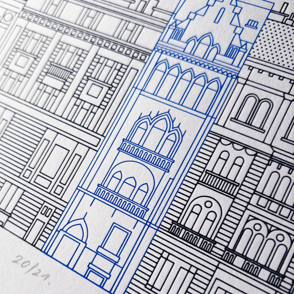 Deboss print - The narrowest house in Budapest