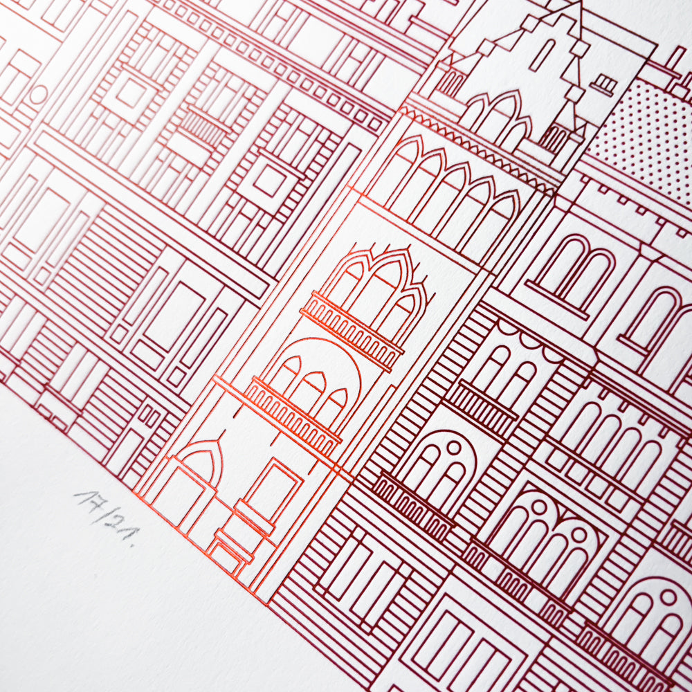 Deboss print - The narrowest house in Budapest