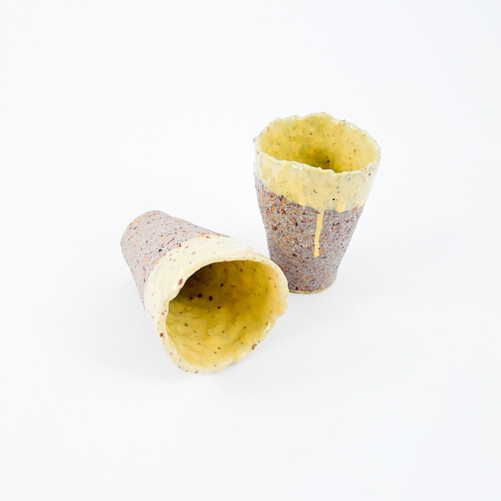 HYBRID - recycled porcelain cup - yellow