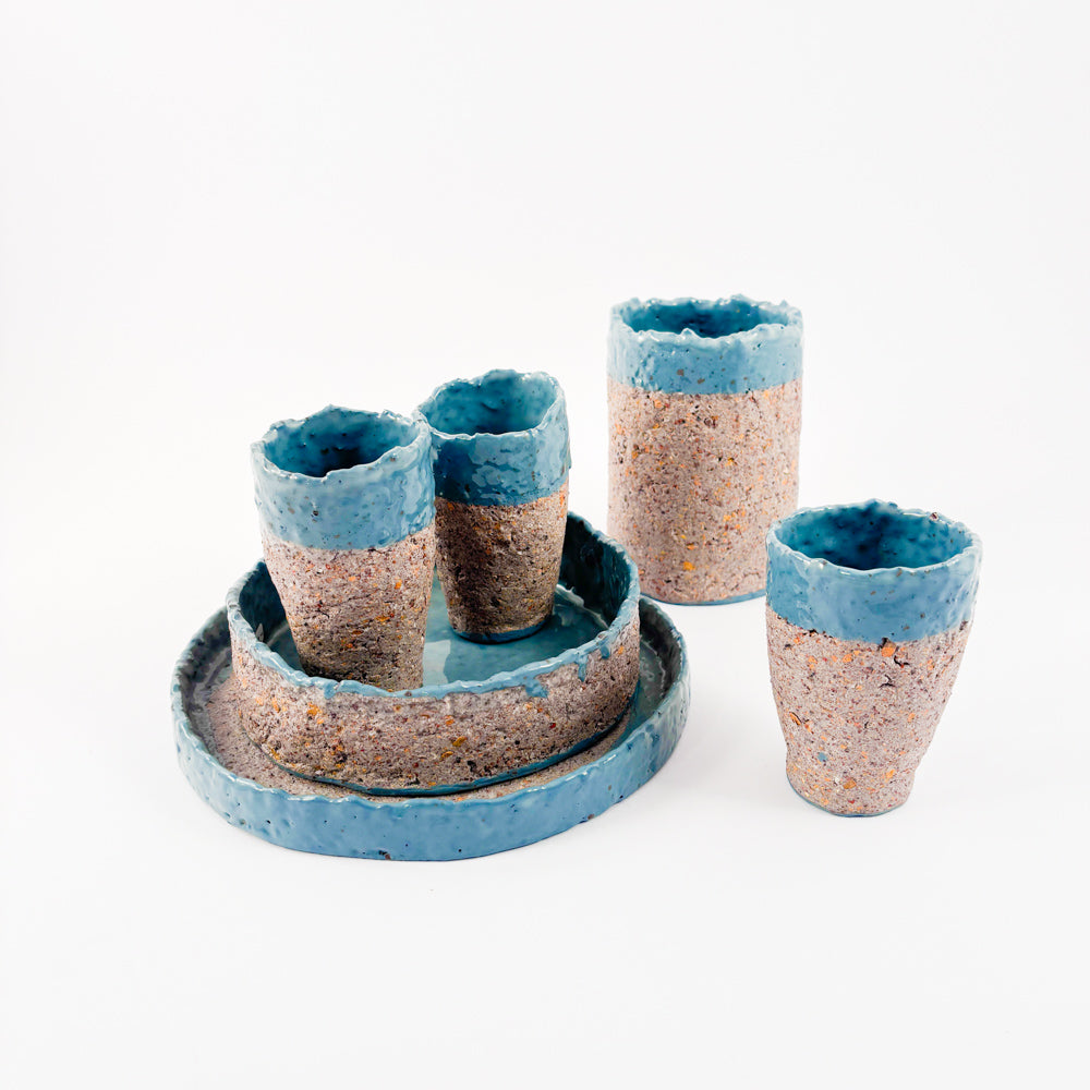 HYBRID - recycled porcelain vase - blue