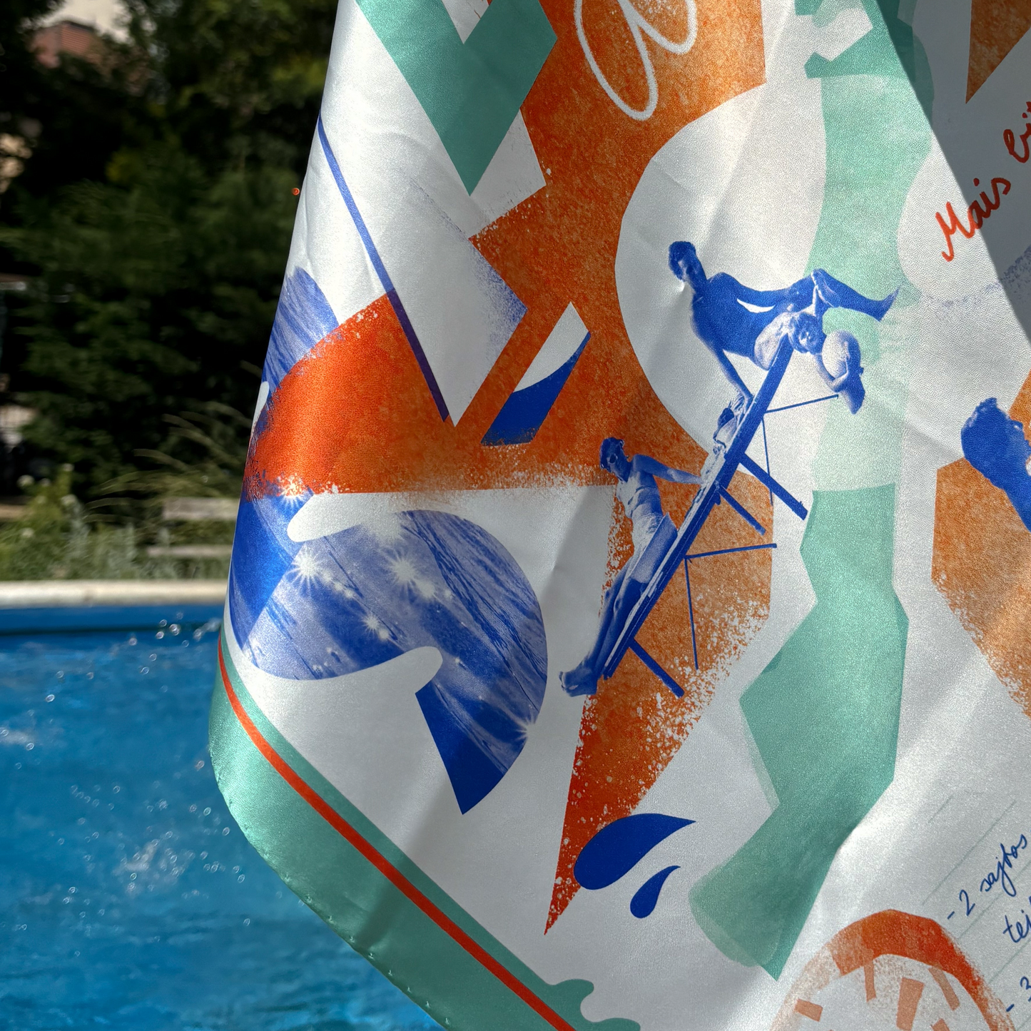 Silk scarf - "Balaton" - 55x55 cm - turquoise