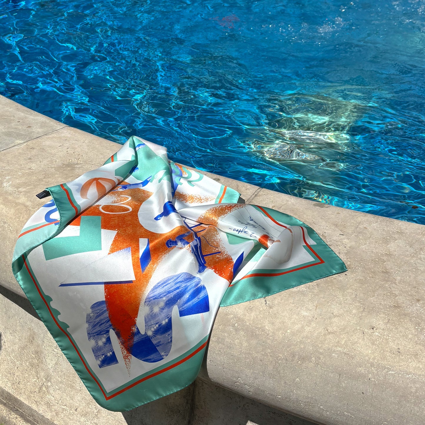 Silk scarf - "Balaton" - 70x70 cm - turquoise