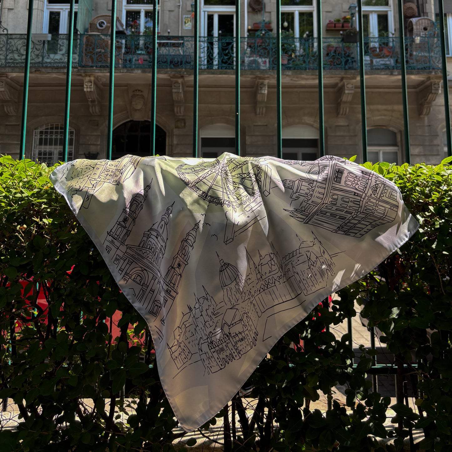 Silk scarf - "Pastel Budapest" - 70x70cm