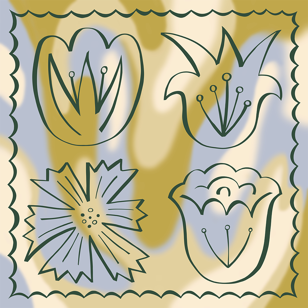 Csapó Júlia- "Green Flowers" 70x70cm