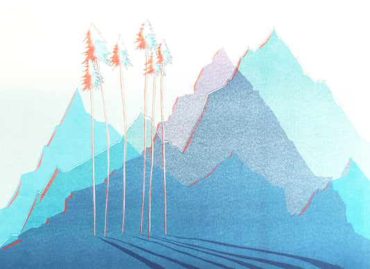 Mountains risograph print