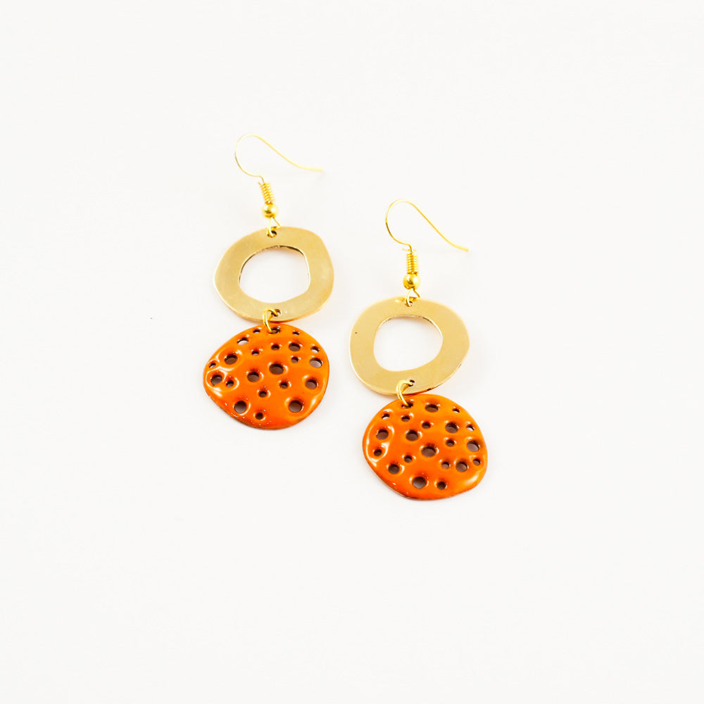 "Cheese" enamel earring