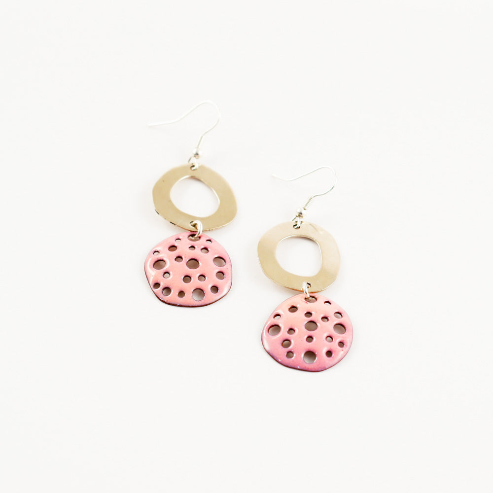 "Cheese" enamel earring