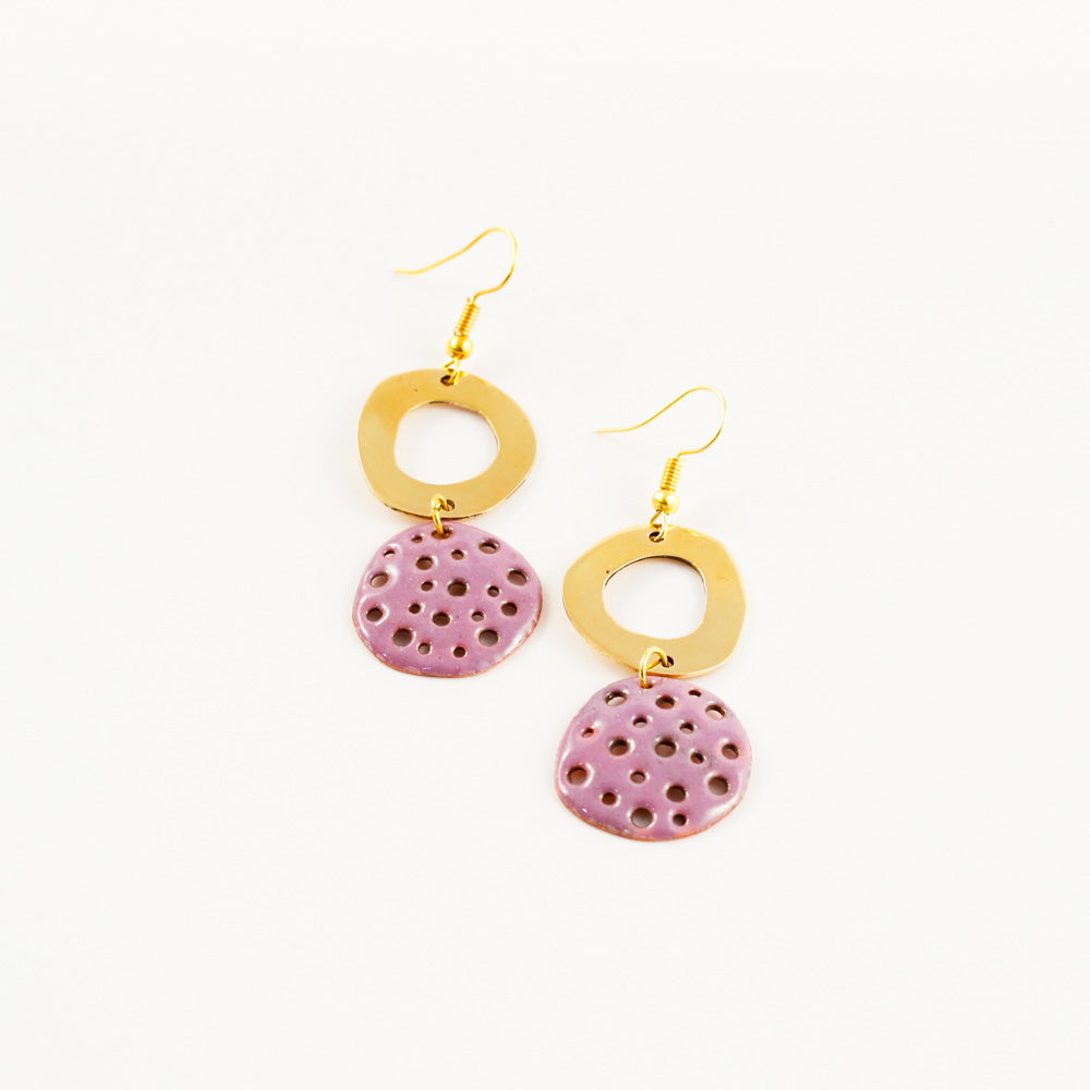 "Cheese" enamel earring