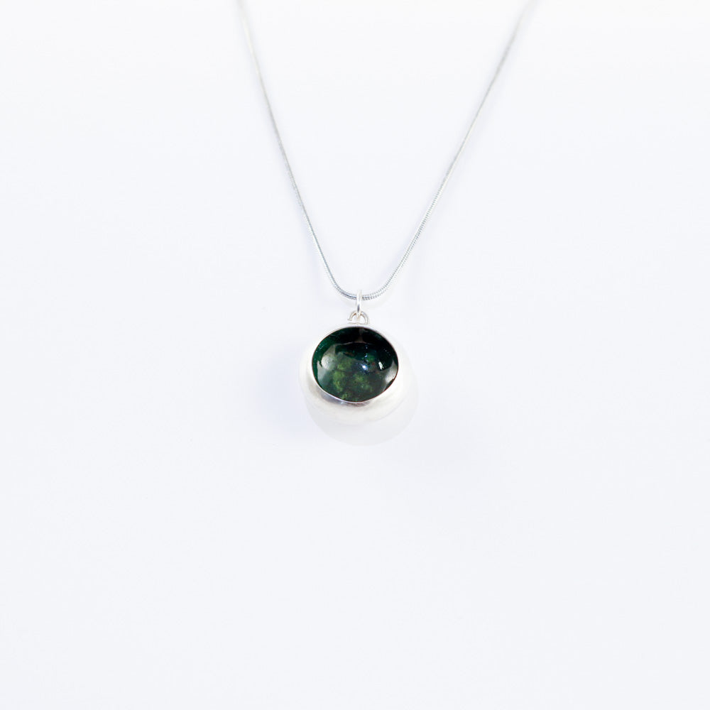 "Cup mushroom" enamel medium necklace - forest green - by Boróka Halász