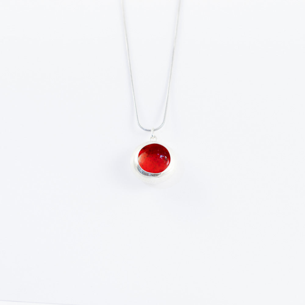 "Cup mushroom" enamel medium necklace - red - by Boróka Halász