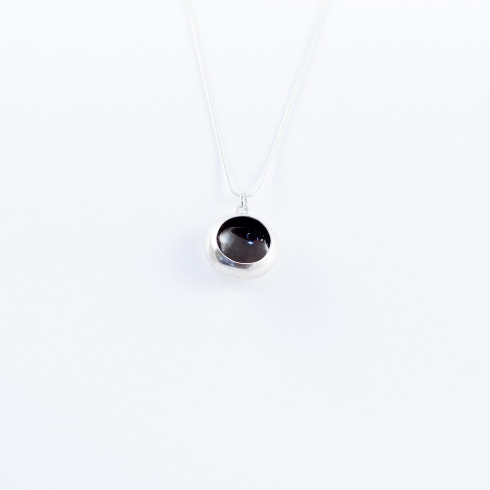 "Cup mushroom" enamel medium necklace - black - by Boróka Halász