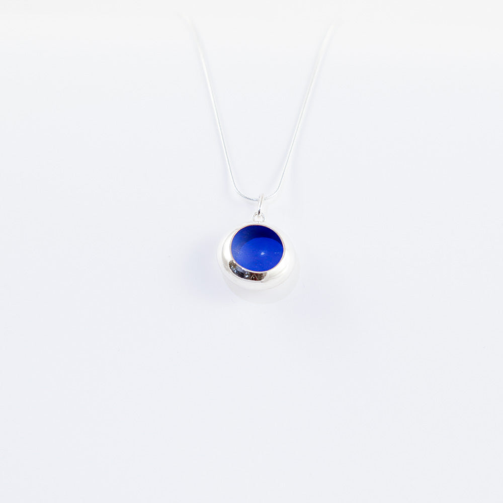 "Cup mushroom" enamel medium necklace - cornflower blue - by Boróka Halász