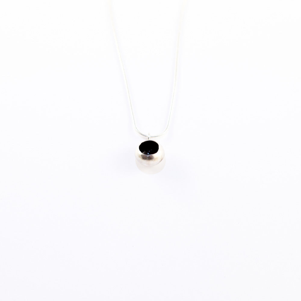 "Cup mushroom" enamel small necklace - black - by Boróka Halász