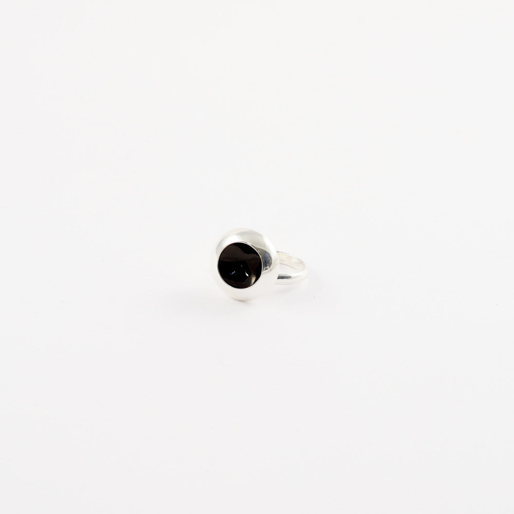 "Cup mushroom" enamel ring - black - by Boróka Halász