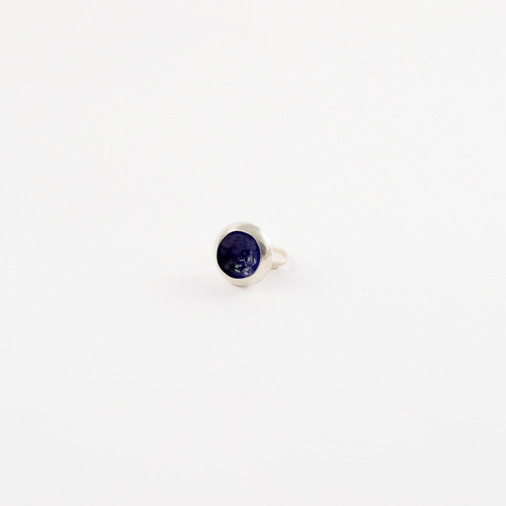 "Cup mushroom" enamel ring - indigo blue - by Boróka Halász