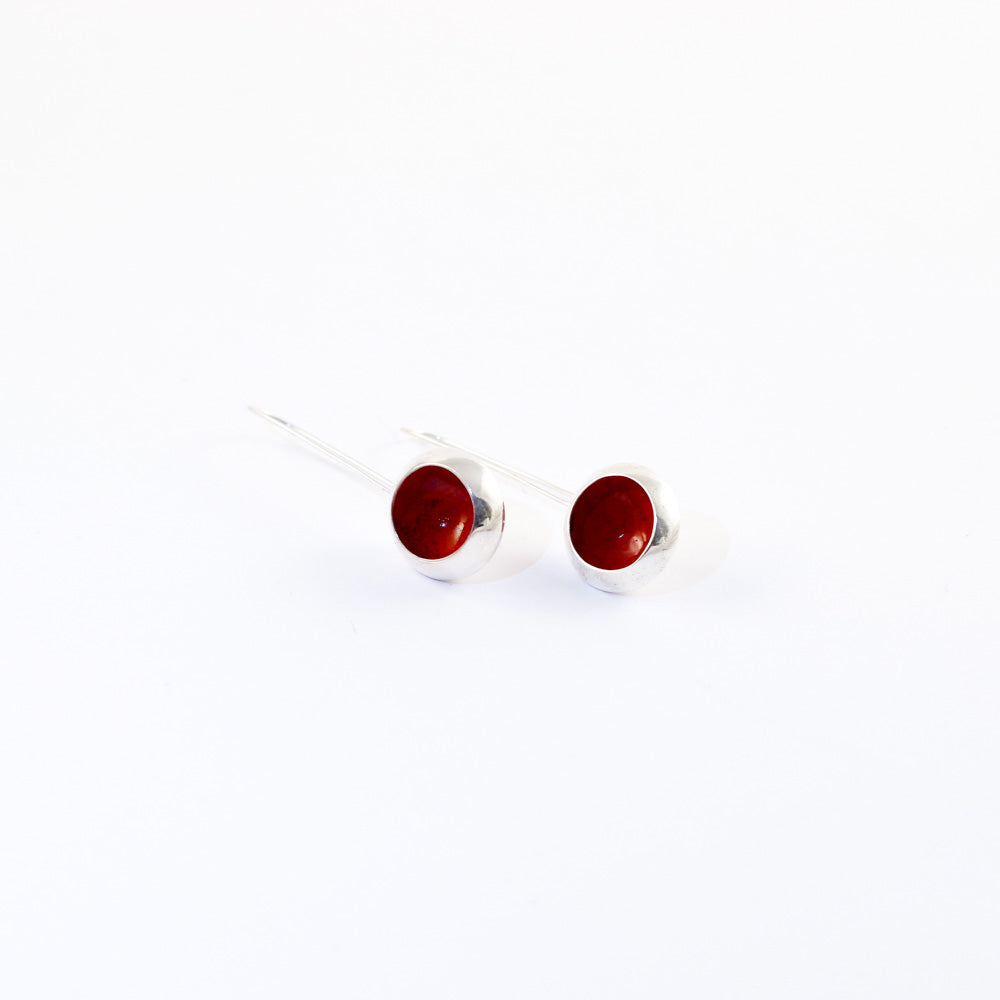 "Cup mushroom" enamel earring - red - by Boróka Halász