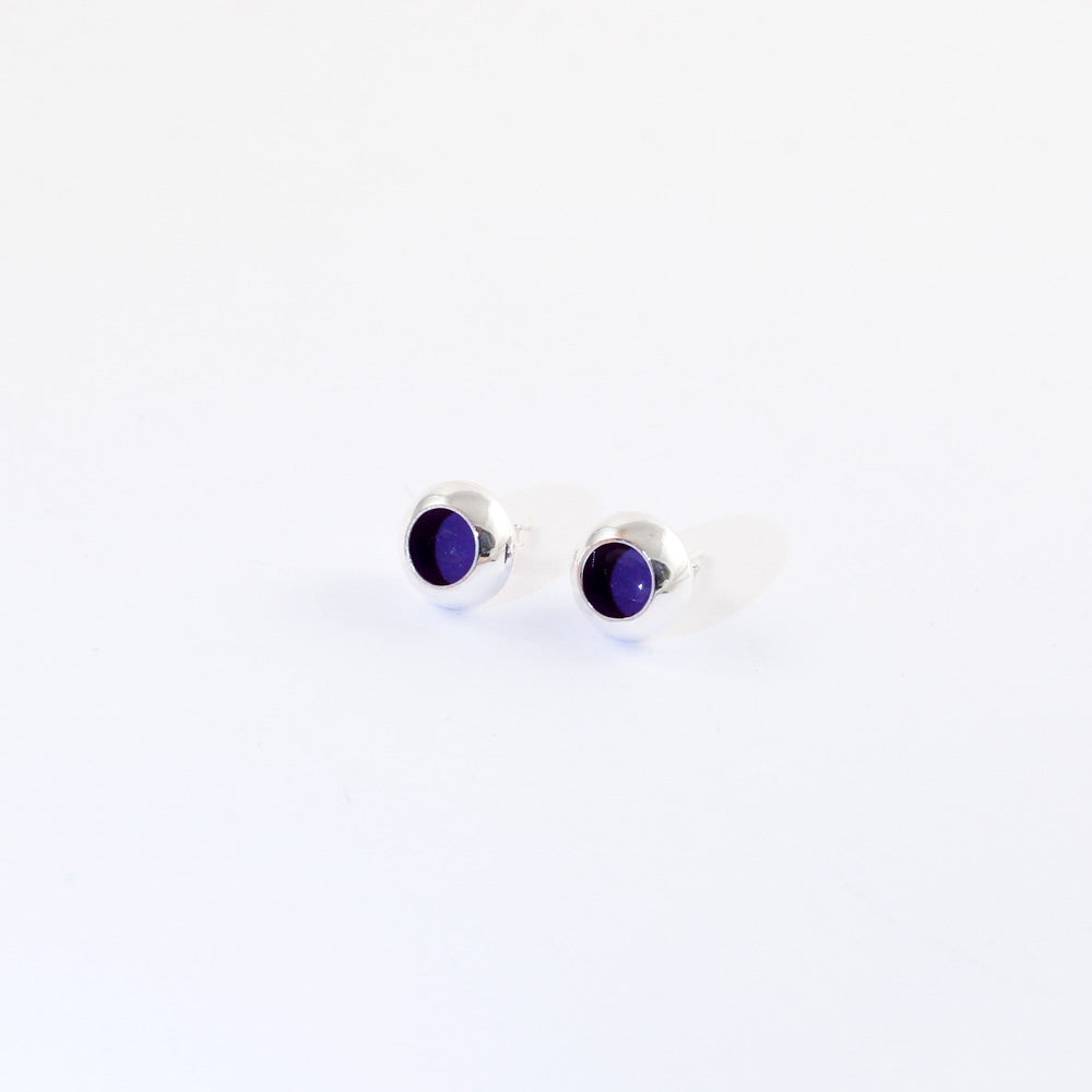 "Cup mushroom" enamel stud earring - indigo blue - by Boróka Halász