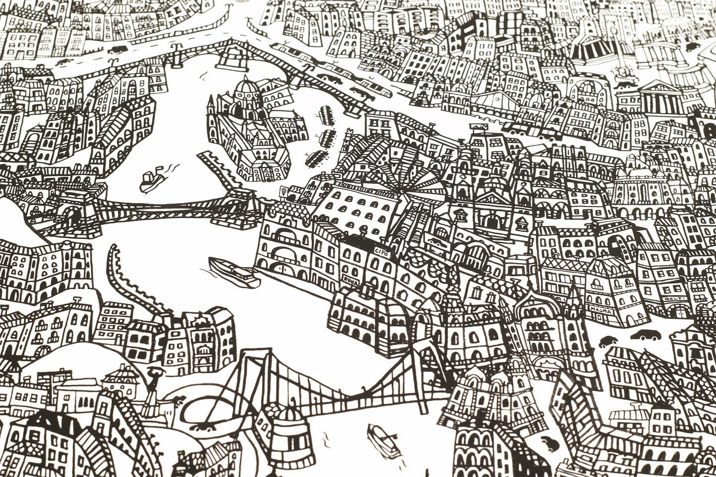 Tiny city of colour - Budapest colouring print - small
