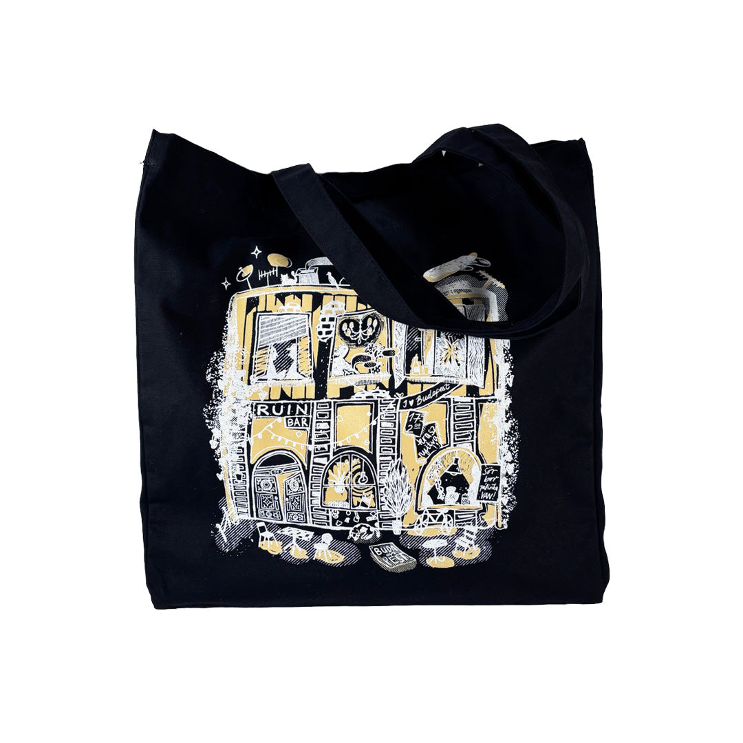 Dorka Halász x Magma - Giant canvas bag - Ruin pub - black