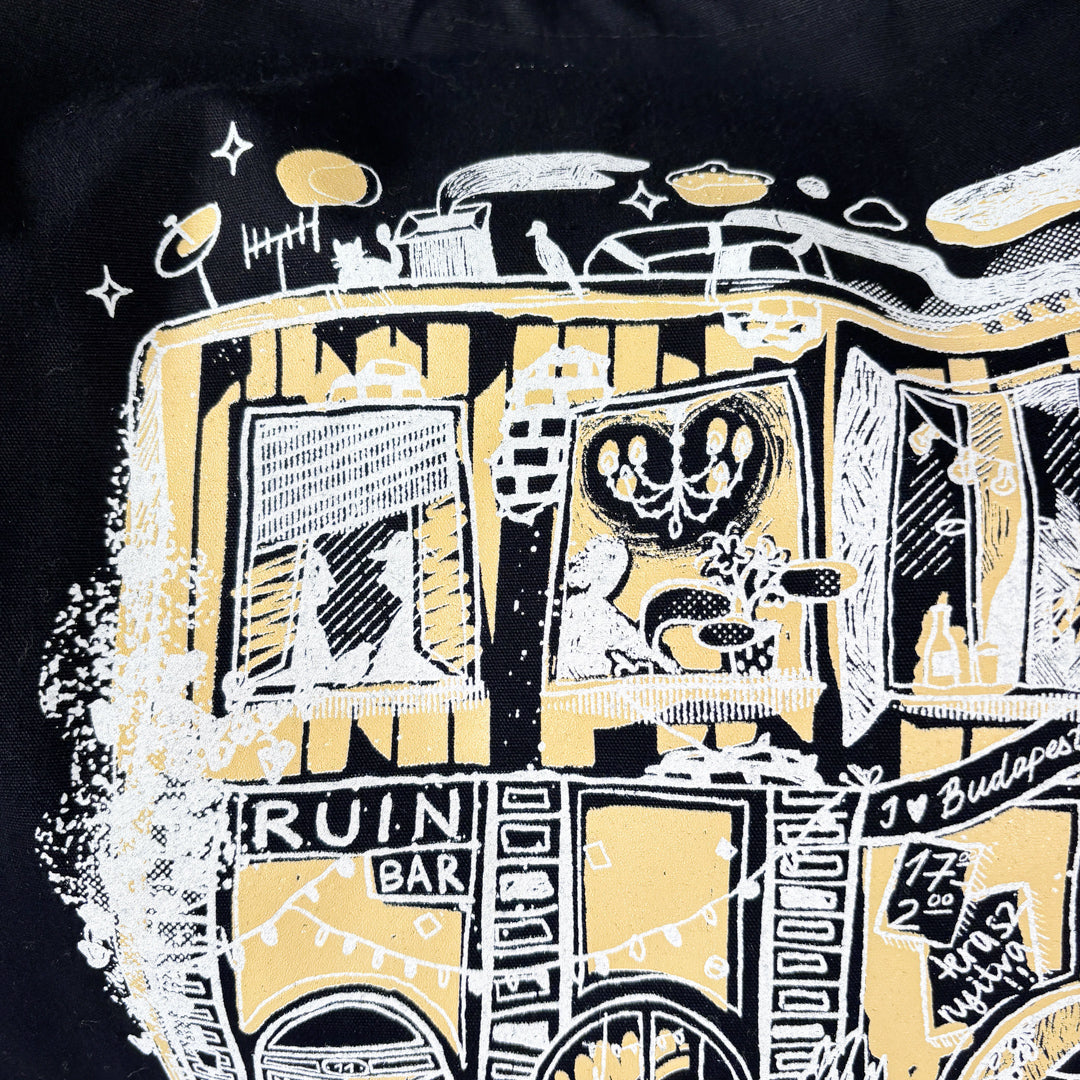 Dorka Halász x Magma - Giant canvas bag - Ruin pub - black