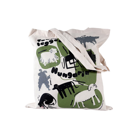 Eszter Kiss x Magma - Four-legged Hungarians canvas bag - green