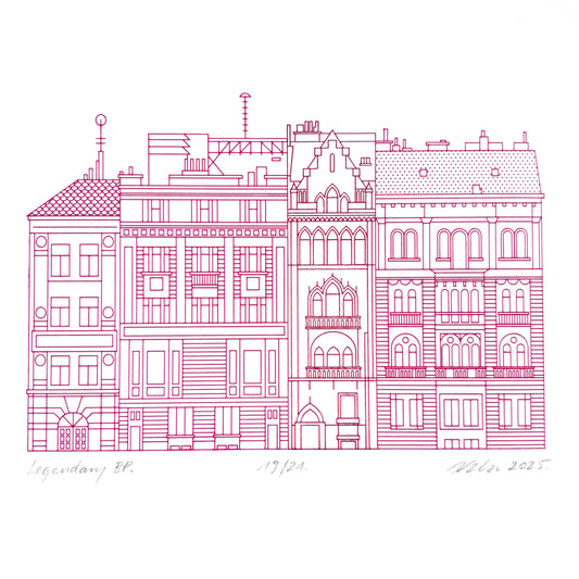 Deboss print - The narrowest house in Budapest