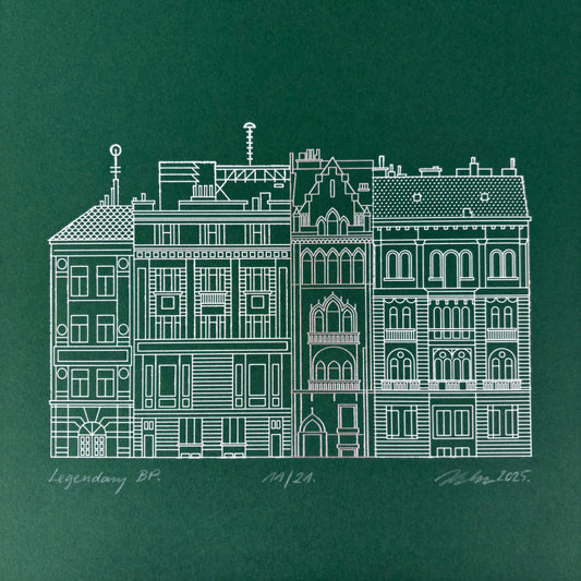 Deboss print - The narrowest house in Budapest