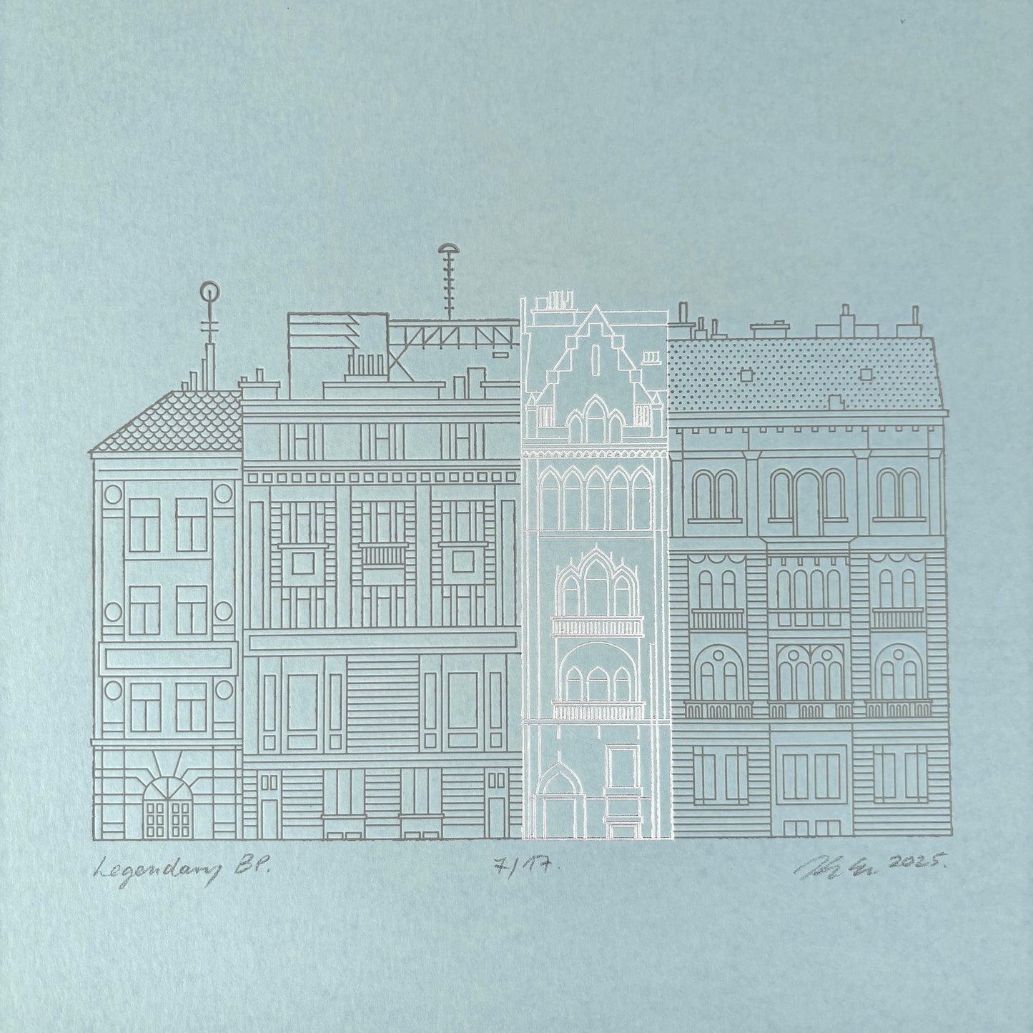Deboss print - The narrowest house in Budapest
