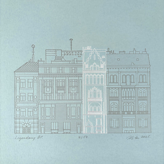Deboss print - The narrowest house in Budapest