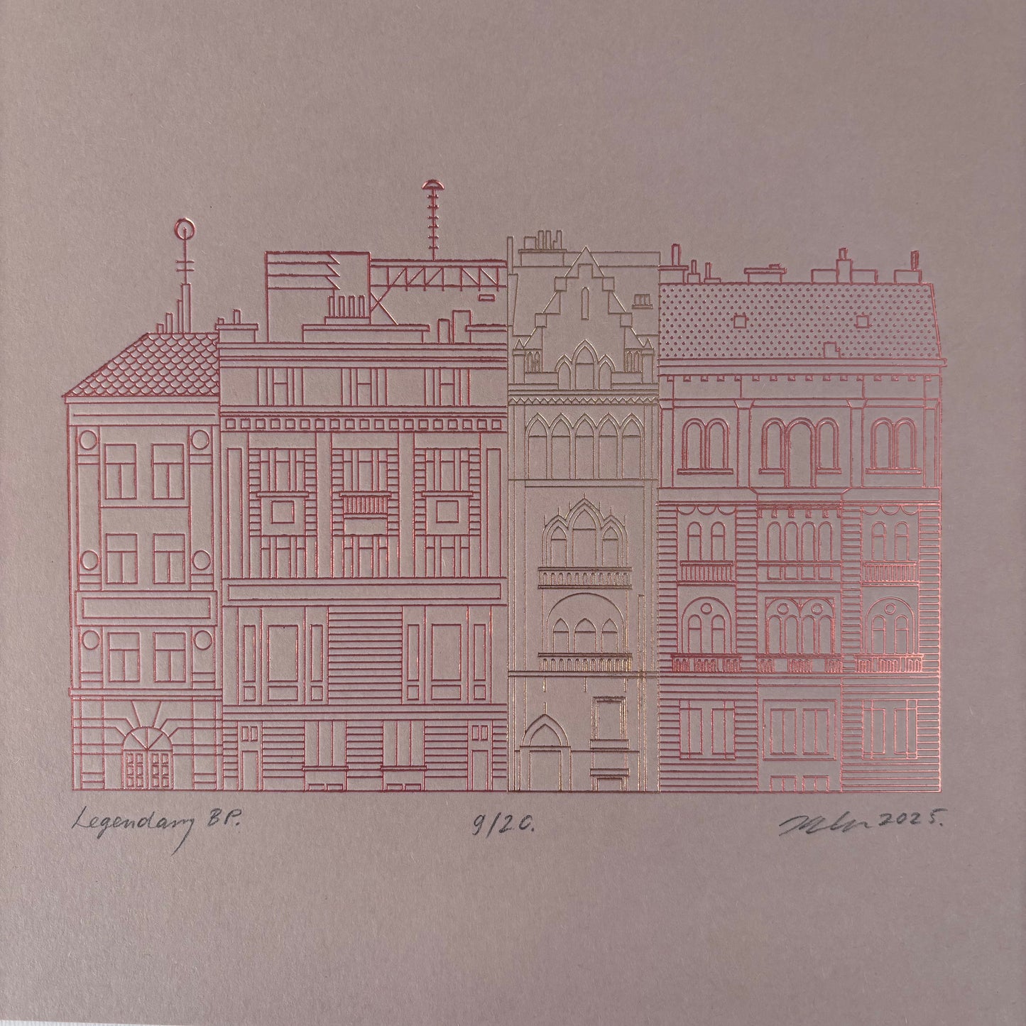 Deboss print - The narrowest house in Budapest