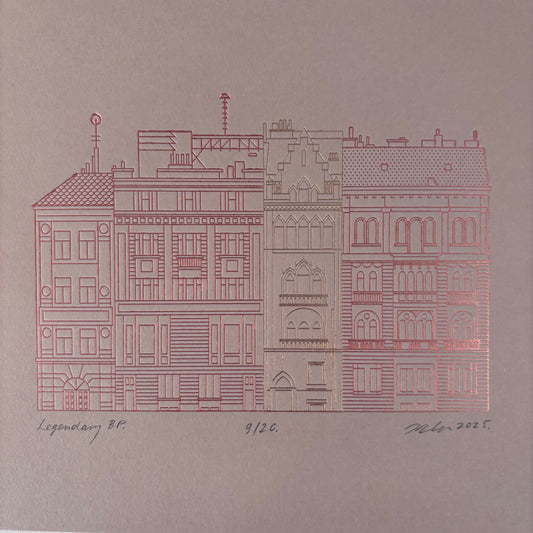 Deboss print - The narrowest house in Budapest