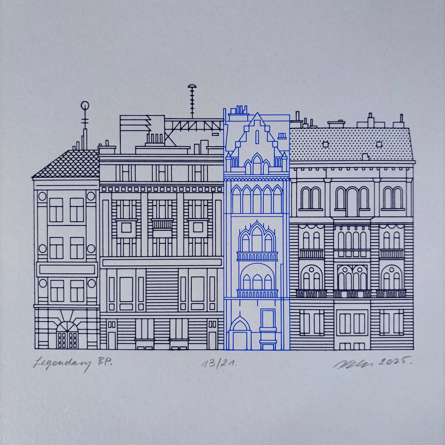 Deboss print - The narrowest house in Budapest