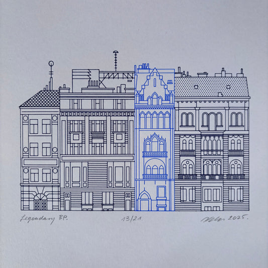 Deboss print - The narrowest house in Budapest