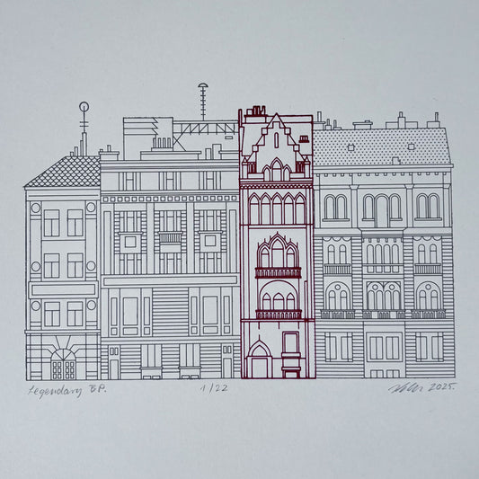 Deboss print - The narrowest house in Budapest