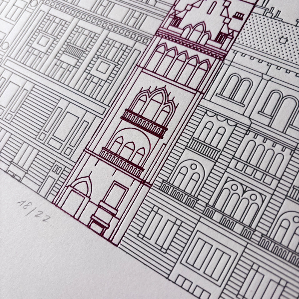 Deboss print - The narrowest house in Budapest