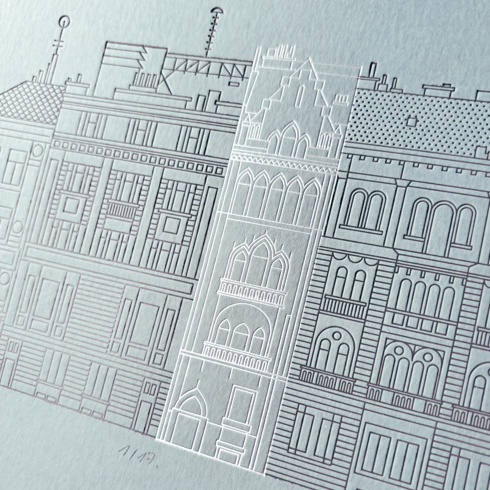Deboss print - The narrowest house in Budapest