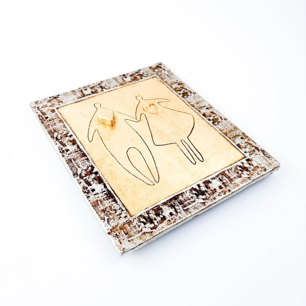 Framed ceramic picture 'in love'