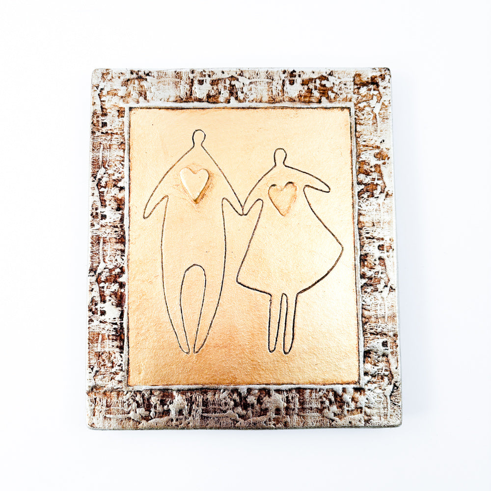 Framed ceramic picture 'in love'