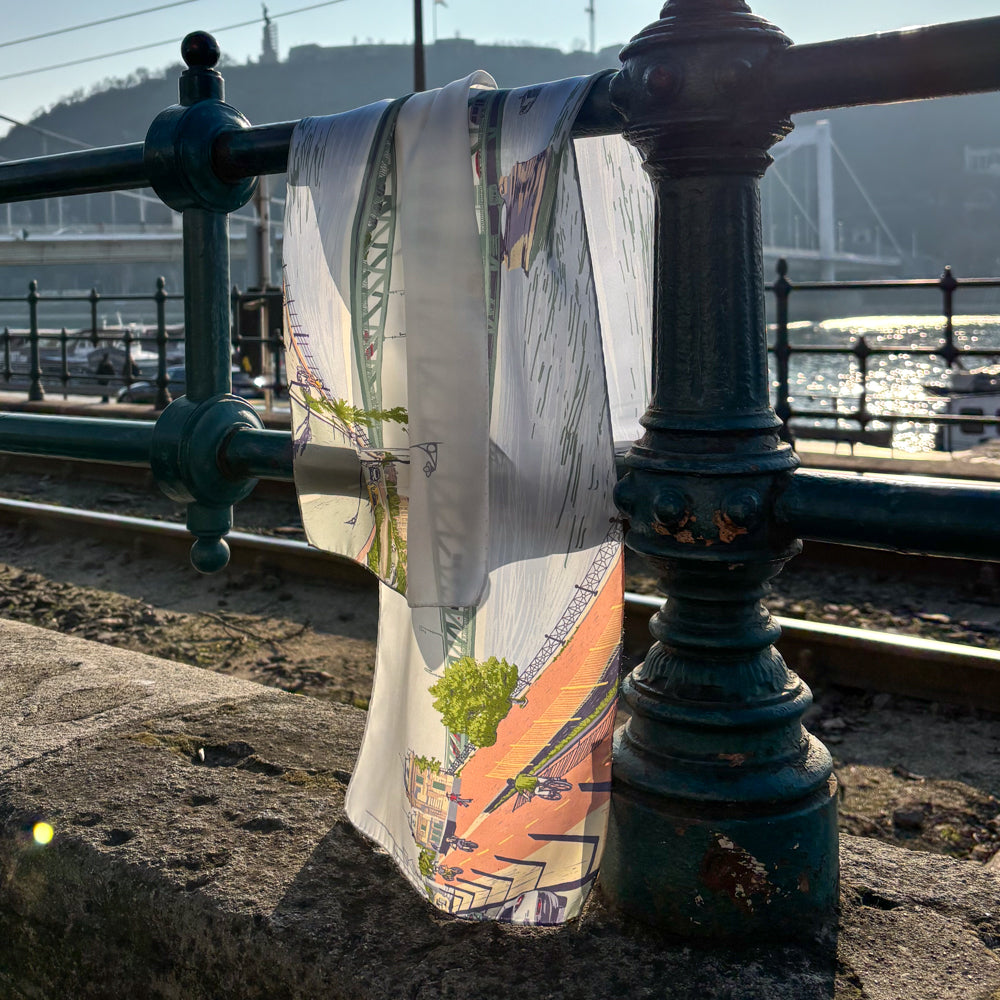 Silk scarf - "Liberty bridge" - 30x180 cm