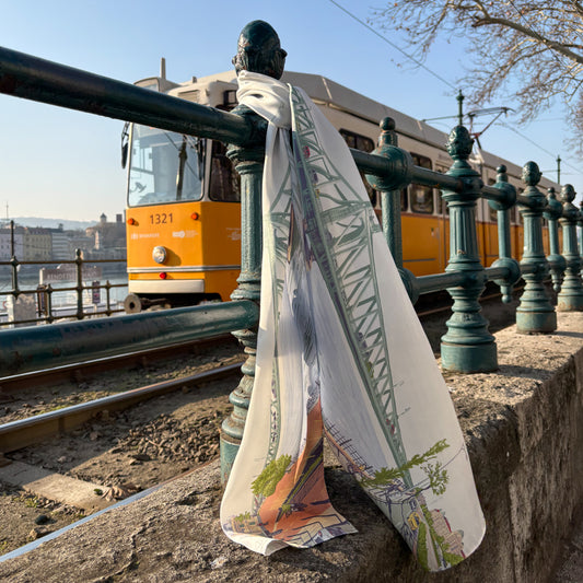 Silk scarf - "Liberty bridge" - 30x180 cm