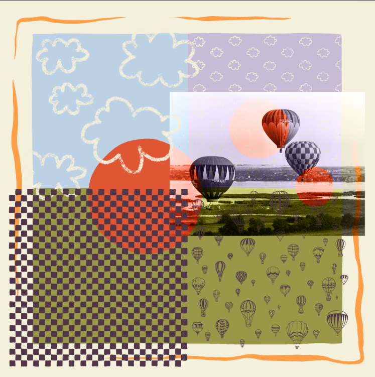Csapó Júlia- Balloons above Budapest 70x70 cm
