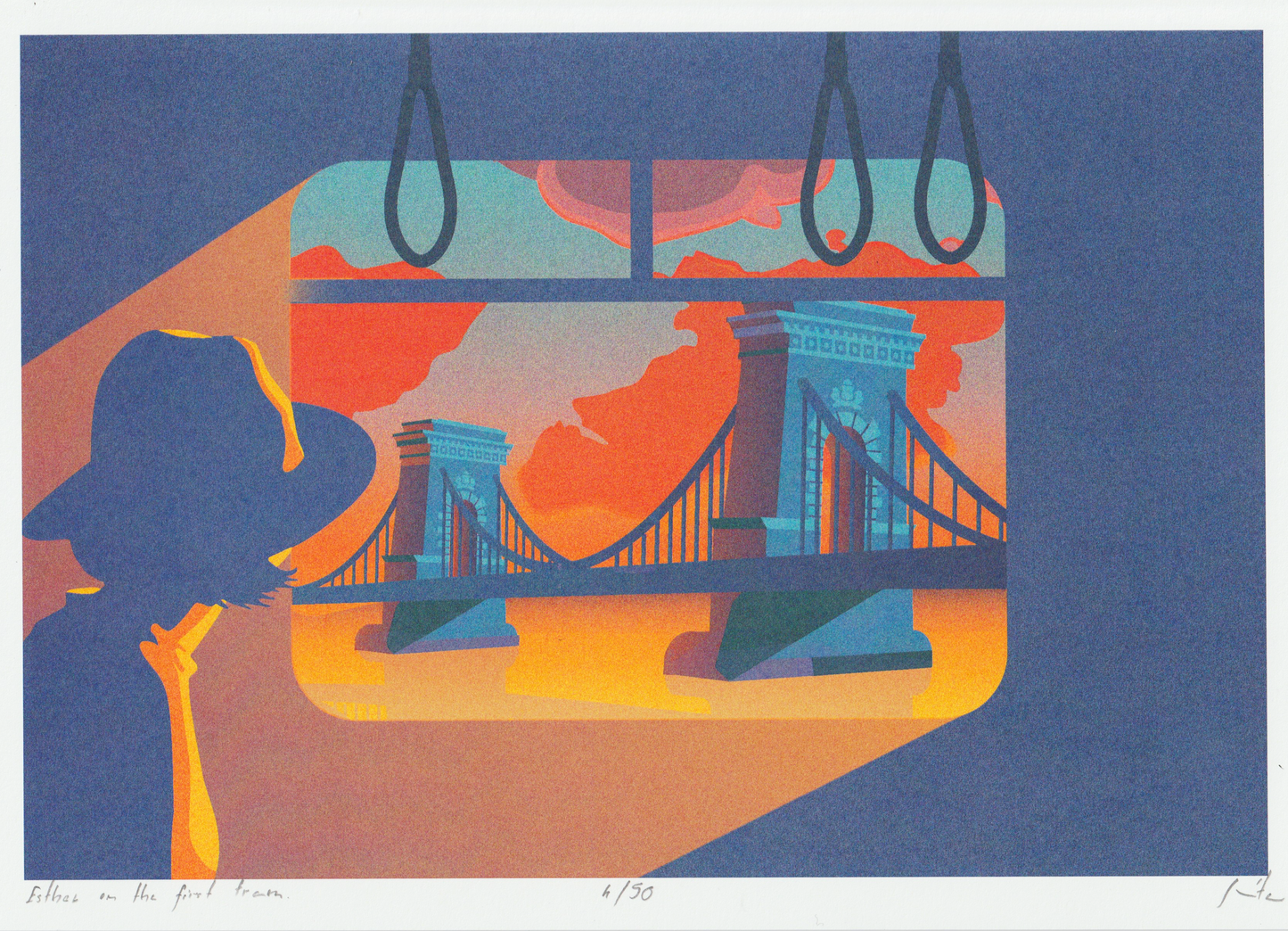 Esther on the first tram - A4 print - limited edition