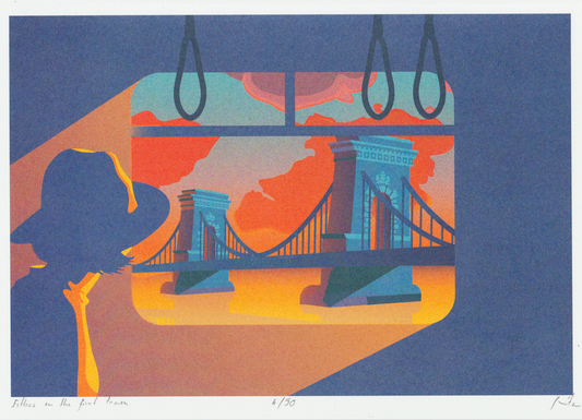 Esther on the first tram - A4 print - limited edition