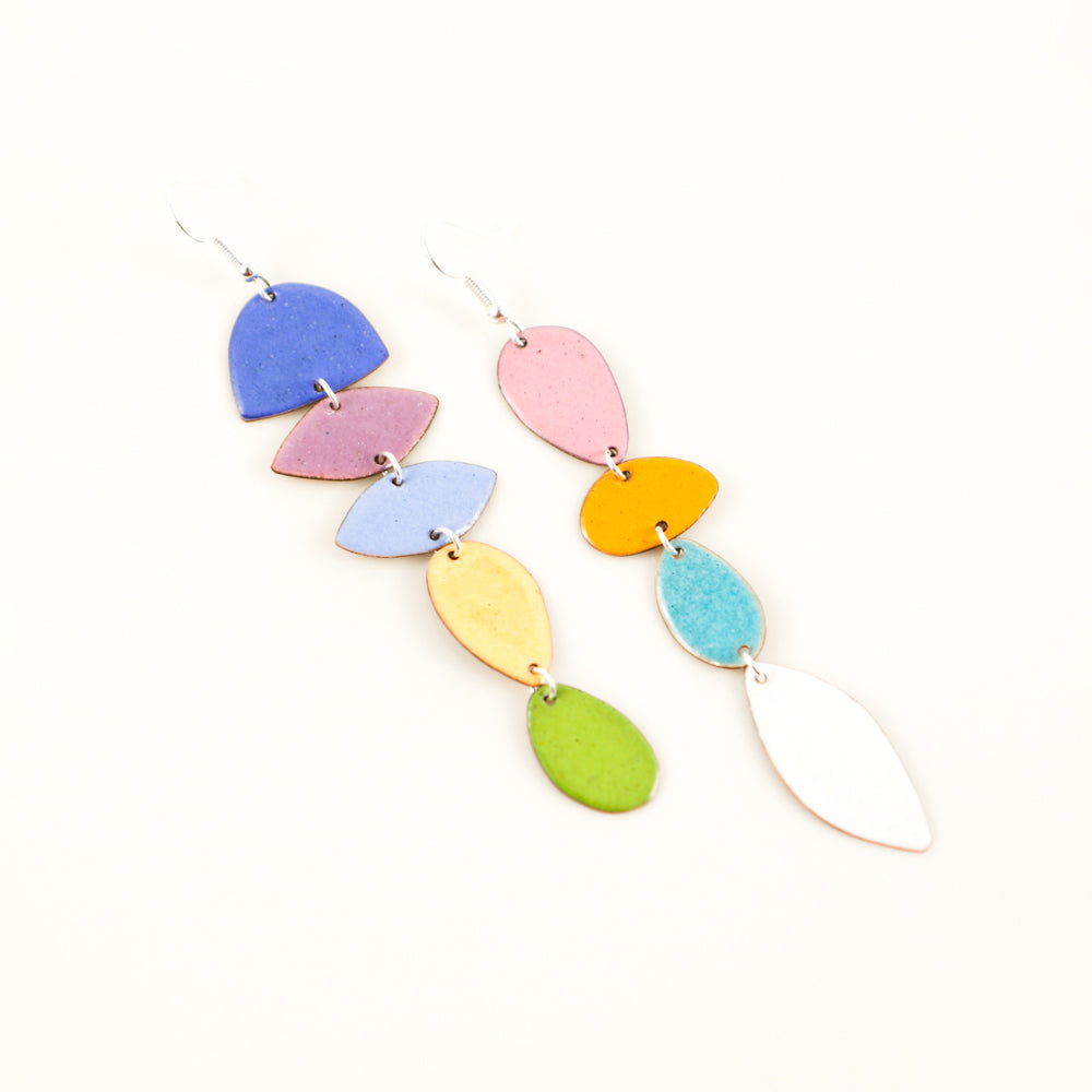 'Rainbow' enamel earring