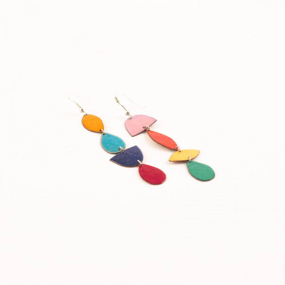 'Rainbow' enamel earring